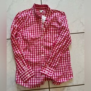 Pink and White Checkered Button-Up Shirt